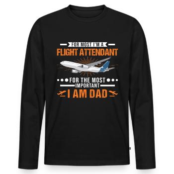 Flight Attendant Father Flight Attendant Dad - Men's Premium Organic Long Sleeve Shirt - black - Front - Nico (187cm)