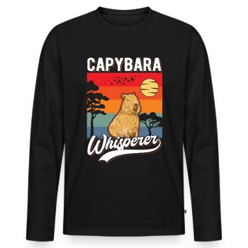 Capybara Flüsterer Capybara Whisperer - Männer Premium Bio Langarmshirt - Schwarz - Vorne - Nico (187cm)