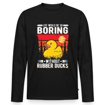 Canard en caoutchouc Cadeau Canard Grinçant Canard Bain Canard - T-shirt manches longues Premium bio Homme - noir - Devant - Nico (187cm)