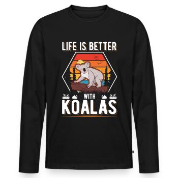 Life is better with Koalas Koala Bear - Men's Premium Organic Long Sleeve Shirt - black - Front - Nico (187cm)