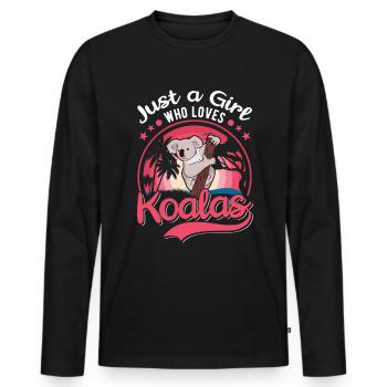 Koala Fille Koala Ours - T-shirt manches longues Premium bio Homme - noir - Devant - Nico (187cm)