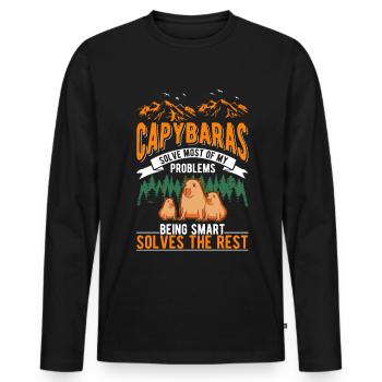 Capybara Cadeau Capybara Capibara - T-shirt manches longues Premium bio Homme - noir - Devant - Nico (187cm)