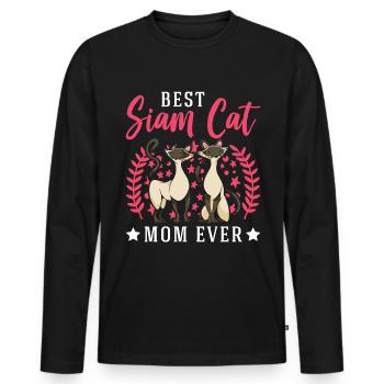 Siamese Cats Mama Siam Cat Mom - Men's Premium Organic Long Sleeve Shirt - black - Front - Nico (187cm)