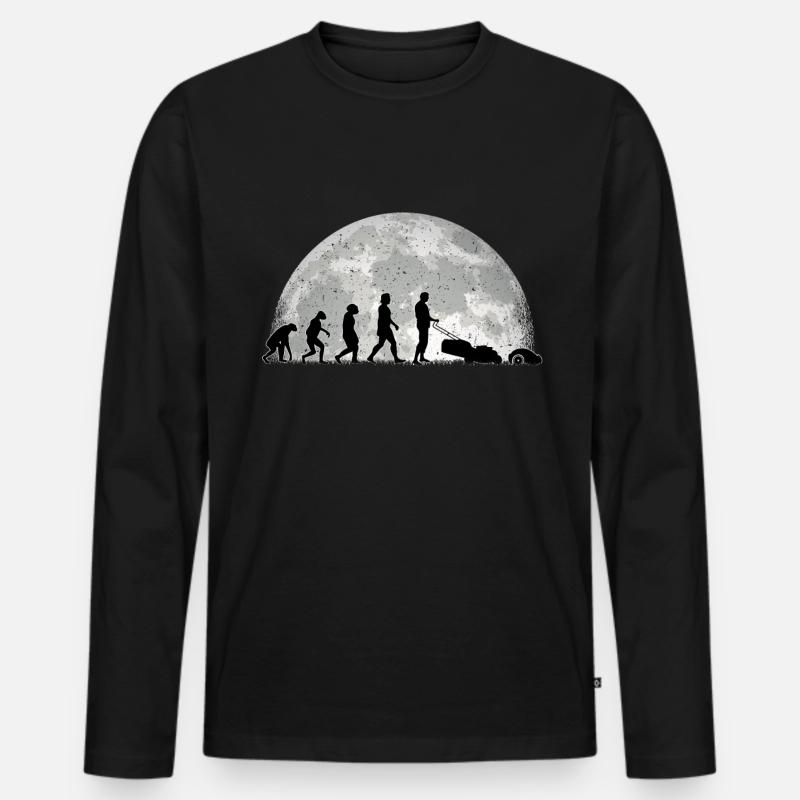 Mähroboter Evolution Mond Rasenroboter - Männer Premium Bio Langarmshirt - Schwarz