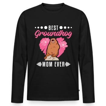 Marmot Mama Groundhog Mom Woodchuck - Men's Premium Organic Long Sleeve Shirt - black - Front - Nico (187cm)