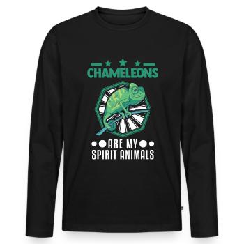 Chamäleon Spirit Animal Caméléon - T-shirt manches longues Premium bio Homme - noir - Devant - Nico (187cm)