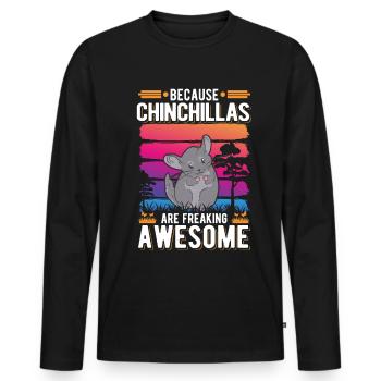 Parce que les chinchillas sont impressionnants - T-shirt manches longues Premium bio Homme - noir - Devant - Nico (187cm)