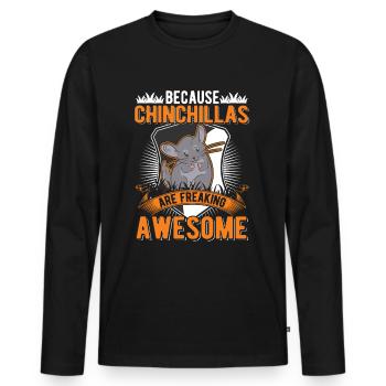 Parce que les chinchillas sont impressionnants - T-shirt manches longues Premium bio Homme - noir - Devant - Nico (187cm)