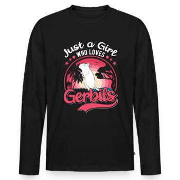 Juste une fille qui aime Gerbils Mädchen Rennmaus - T-shirt manches longues Premium bio Homme - noir - Devant - Nico (187cm)