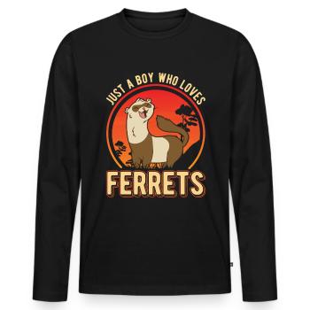 Juste un garçon qui aime Ferrets Frettchen - T-shirt manches longues Premium bio Homme - noir - Devant - Nico (187cm)