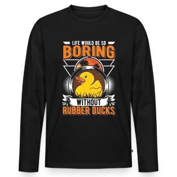 Canard en caoutchouc Cadeau Canard Grinçant Canard Bain Canard - T-shirt manches longues Premium bio Homme - noir - Devant - Nico (187cm)