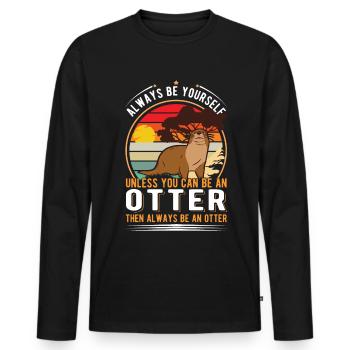 Otter Geschenk Fischotter Seeotter - Männer Premium Bio Langarmshirt - Schwarz - Vorne - Nico (187cm)