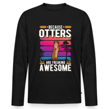 Parce que les loutres sont vraiment géniales Seeotter - T-shirt manches longues Premium bio Homme - noir - Devant - Nico (187cm)