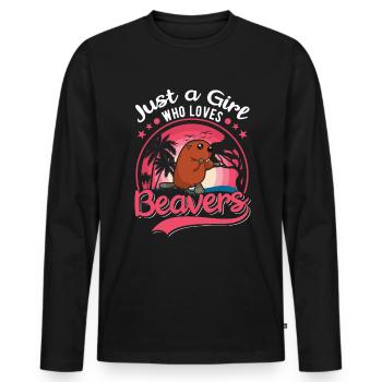 Just a Girl Who loves Beavers Biber - Männer Premium Bio Langarmshirt - Schwarz - Vorne - Nico (187cm)
