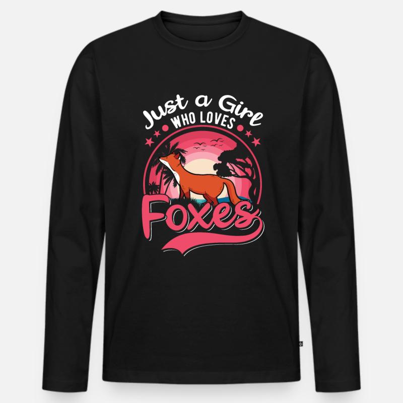 Fuchs Mädchen Geschenk - Männer Premium Bio Langarmshirt - Schwarz