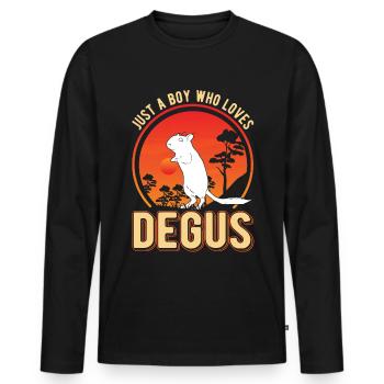 Juste un garçon qui aime Degus Degu Gift - T-shirt manches longues Premium bio Homme - noir - Devant - Nico (187cm)