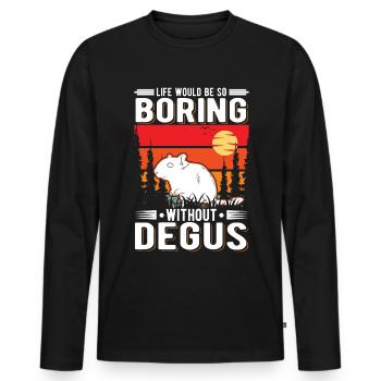 La vie serait si ennuyeuse sans Degus - T-shirt manches longues Premium bio Homme - noir - Devant - Nico (187cm)