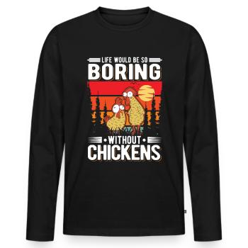 Chicken Gift Farmer Chicken Coop - Men's Premium Organic Long Sleeve Shirt - black - Front - Nico (187cm)