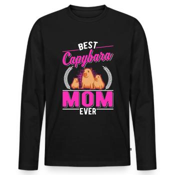 Best Capybara Mom Ever Wasserschwein Capibara - Men's Premium Organic Long Sleeve Shirt - black - Front - Nico (187cm)