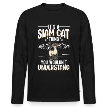 Siamese Cats Ding Siam Cat Siamese Cat - Men's Premium Organic Long Sleeve Shirt - black - Front - Nico (187cm)