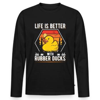 La vie est meilleure avec Rubber Ducks Rubber Duck - T-shirt manches longues Premium bio Homme - noir - Devant - Nico (187cm)