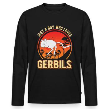 Juste un garçon qui aime Gerbils Junge Rennmaus - T-shirt manches longues Premium bio Homme - noir - Devant - Nico (187cm)