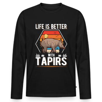 Life is better with Tapirs - Männer Premium Bio Langarmshirt - Schwarz - Vorne - Nico (187cm)