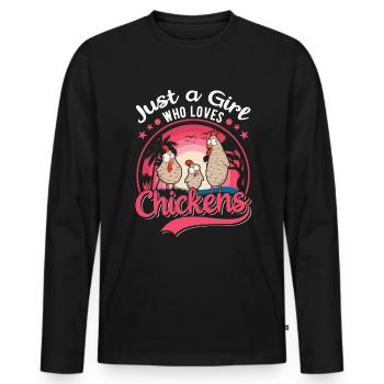 Chickens Girl Chicken Chicken Coop - Men's Premium Organic Long Sleeve Shirt - black - Front - Nico (187cm)