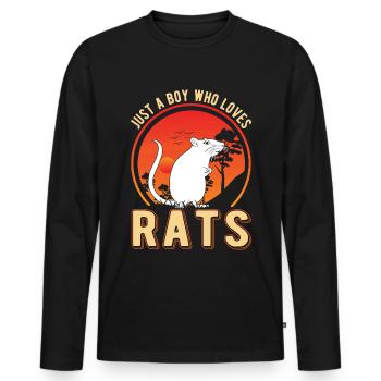 Rat Boy Maison Rat Cadeau - T-shirt manches longues Premium bio Homme - noir - Devant - Nico (187cm)