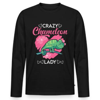 Crazy Chameleon Mme Crazy Chameleon lady - T-shirt manches longues Premium bio Homme - noir - Devant - Nico (187cm)