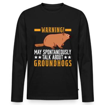 Marmot Gift Groundhog Day Woodchuck - Men's Premium Organic Long Sleeve Shirt - black - Front - Nico (187cm)