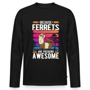 Parce que les furets sont vraiment géniaux Frettchen - T-shirt manches longues Premium bio Homme - noir - Devant - Nico (187cm)
