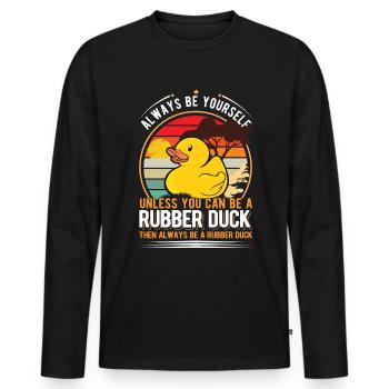 Canard en caoutchouc Canard grinçant Canard de bain - T-shirt manches longues Premium bio Homme - noir - Devant - Nico (187cm)