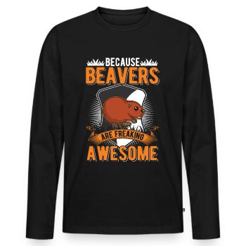 Because Beavers are freaking awesome Biber - Männer Premium Bio Langarmshirt - Schwarz - Vorne - Nico (187cm)