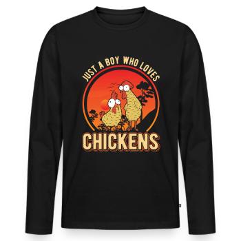 Chickens Young Chicken Chicken Coop - Men's Premium Organic Long Sleeve Shirt - black - Front - Nico (187cm)