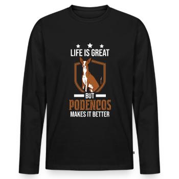 Life is great But Podencos makes it better - Men's Premium Organic Long Sleeve Shirt - black - Front - Nico (187cm)