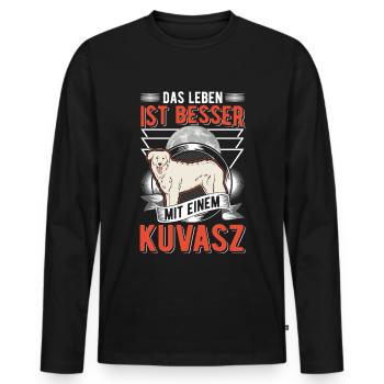 Das Leben ist besser mit einem Kuvasz - Männer Premium Bio Langarmshirt - Schwarz - Vorne - Nico (187cm)