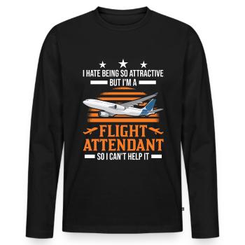 Flugbegleiter Geschenk Flugbegleiterin - Männer Premium Bio Langarmshirt - Schwarz - Vorne - Nico (187cm)
