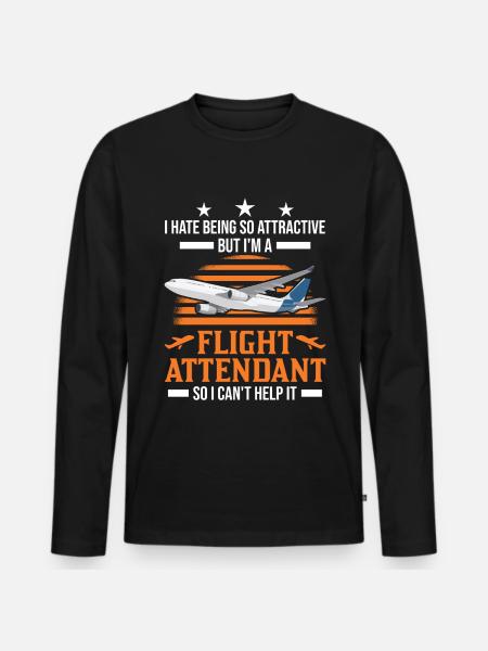 Flugbegleiter Geschenk Flugbegleiterin - Männer Premium Bio Langarmshirt - Schwarz