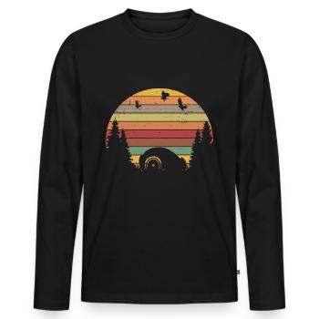 Mähroboter Retro Rasenroboter Vintage - Männer Premium Bio Langarmshirt - Schwarz - Vorne - Nico (187cm)