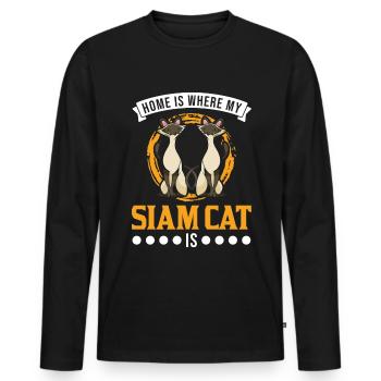 Chat siamois Accueil Siam Chat Chat siamois - T-shirt manches longues Premium bio Homme - noir - Devant - Nico (187cm)