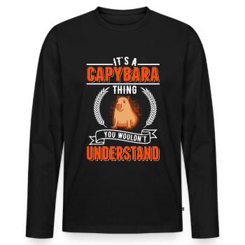 Capybara Ding Wasserschwein Capibara - Men's Premium Organic Long Sleeve Shirt - black - Front - Nico (187cm)