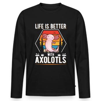 La vie est meilleure avec Axolotls Schwanzlurch - T-shirt manches longues Premium bio Homme - noir - Devant - Nico (187cm)