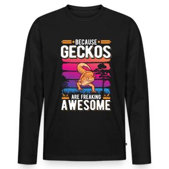 Because Geckos are freaking awesome - Männer Premium Bio Langarmshirt - Schwarz - Vorne - Nico (187cm)