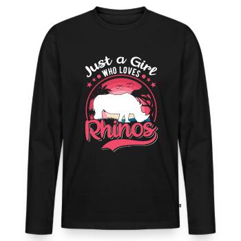 Nashorn Mädchen Rhino Girl - Men's Premium Organic Long Sleeve Shirt - black - Front - Nico (187cm)