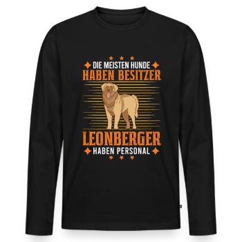 Leonberger Personal - Männer Premium Bio Langarmshirt - Schwarz - Vorne - Nico (187cm)