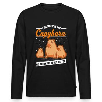 Capybara Cadeau Capybara Capibara - T-shirt manches longues Premium bio Homme - noir - Devant - Nico (187cm)