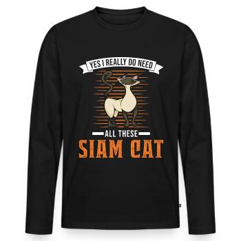 Siamkatze Geschenk Siamesische Katze Siam Cat - Männer Premium Bio Langarmshirt - Schwarz - Vorne - Nico (187cm)