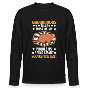 Marmot Gift Groundhog Day Marmot - Men's Premium Organic Long Sleeve Shirt - black - Front - Nico (187cm)