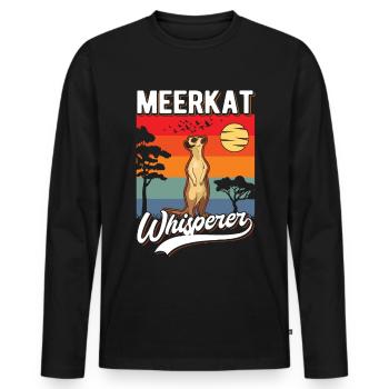 Erdmännchen Flüsterer Meerkat Whisperer - T-shirt manches longues Premium bio Homme - noir - Devant - Nico (187cm)